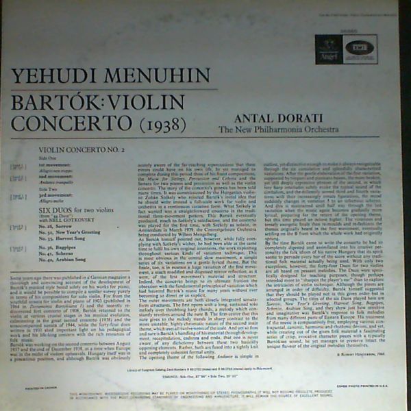 Menuhin Yehudi — Bartok: violin concerto