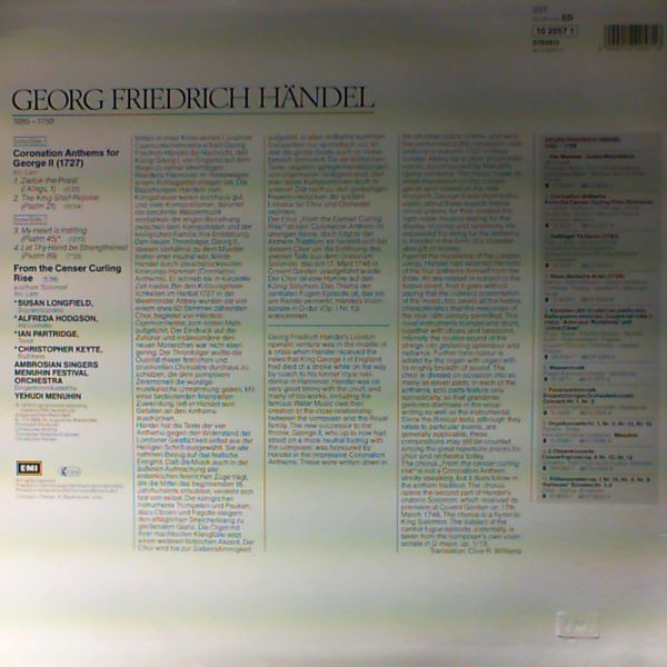 Menuhin Yehudi (con.) — Handel G. - Coronation Anthems For George II (1727)