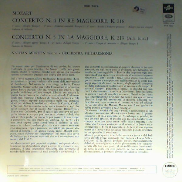Milstein Nathan — Mozart: concerto #4 in Re maggiore K.218