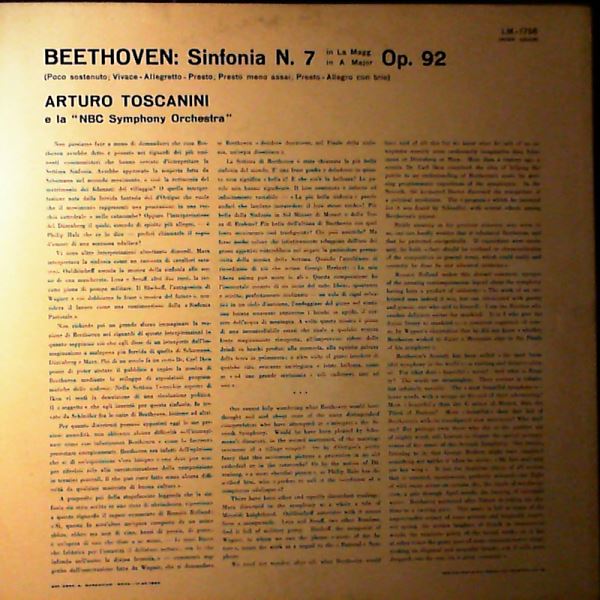 NBC Symphony Orchestra (cond. Toscanini Arturo) — Beethoven - Sinfonie No. 7