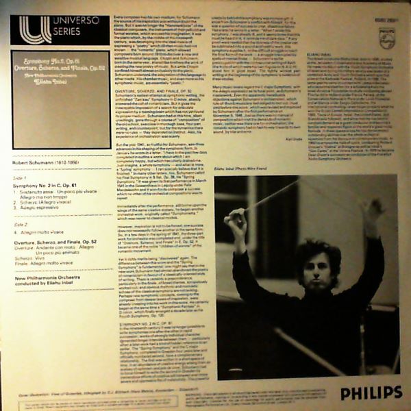 New Philharmonia Orchestra (cond. Inbal Eliahu) — Schumann - Symphony No. 2, Op. 61 / Overture, Scherzo, & Finale Op. 52
