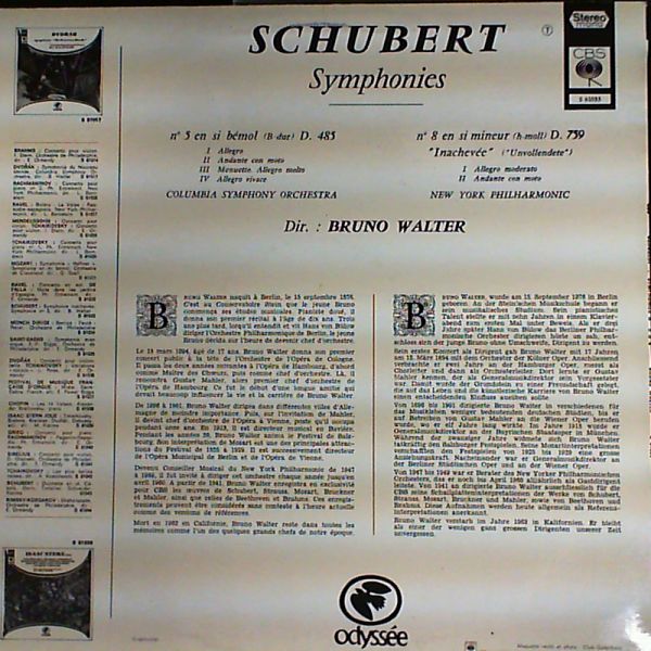 New York Philharmonic — Schubert - Sym. No. 5 B-dur, No. 8 h- moll "Unvollendete"