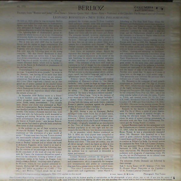 New York Philharmonic (cond. Bernstein L.) — Berlioz: Excerpts from Romeo And Juliet