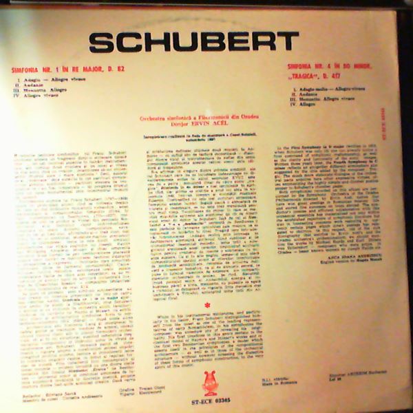 Oradea Philharmonic Orchestra (cond. Acel E.) — Schubert - Symphonies No.1, No.4 "Tragic"