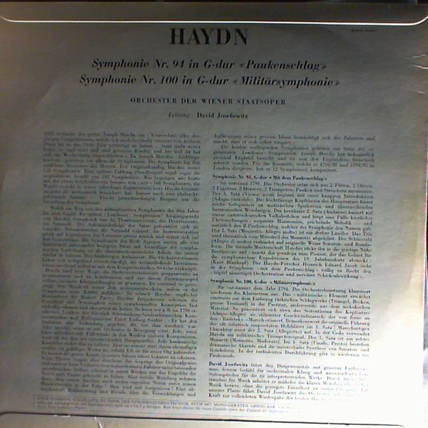 Orchester der Wiener Staatsoper (cond. Josefowitz D.) — Haydn - symphonie no 100 in G-dur Militar, Symphonie no 94 in G-dur Paukenschlag
