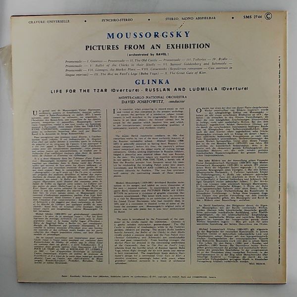 Orchester der Wiener Staatsoper (cond. Josefowitz D.) — Mussorgsky. Pictures from an exhibition.Glinka. Life for the tzar (overture). Russlan and Ludmilla (Overture)