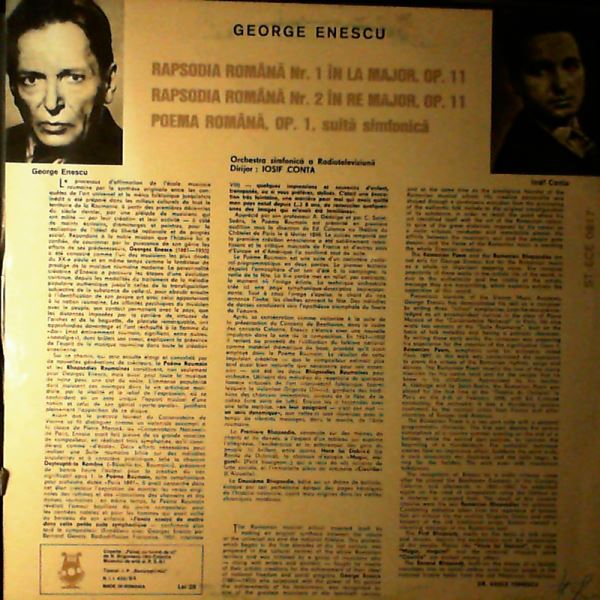 Orchestra Simfonica a Radioteleviziunii (dir. Conta I.) — Enescu George - Rapsodiile Romane / Poema Romana
