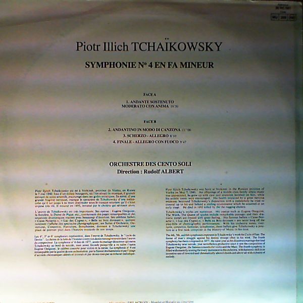 Orchestre des Cento Soil (Rudolf Albert con.) — Tchaikovsky - Symphonie N 4 en fa mineur // Tchaikovsky - Symphony no. 4 (Чайковский)