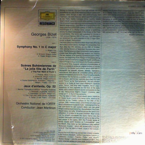 Orchestre National De L'ORTF (cond. Martinon J.) — Bizet - Symphony no. 1, Scenes Bohemiennes de 'La jolie fille de Perth', Jeux d'enfants op. 22