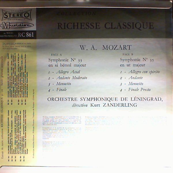 Orchestre Symphonique de Leningrad (dir. Sanderling K.) — Mozart - Symphonies no. 33, 35