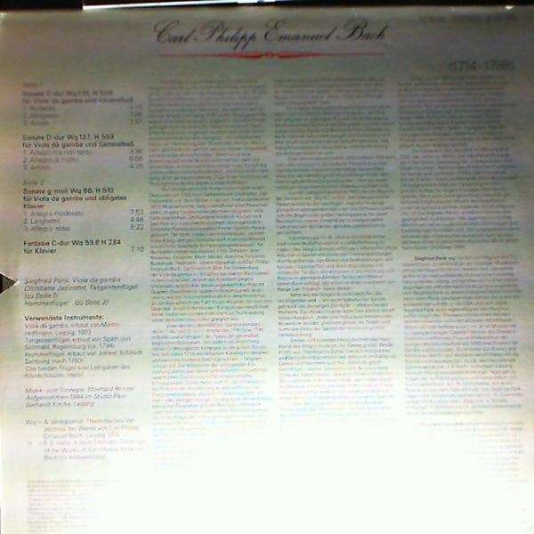 Pank S./Jaccottet C. — Bach C. Ph. E. - Gambensonaten in C-dur, D-dur, g-moll, Fantasie in C-dur