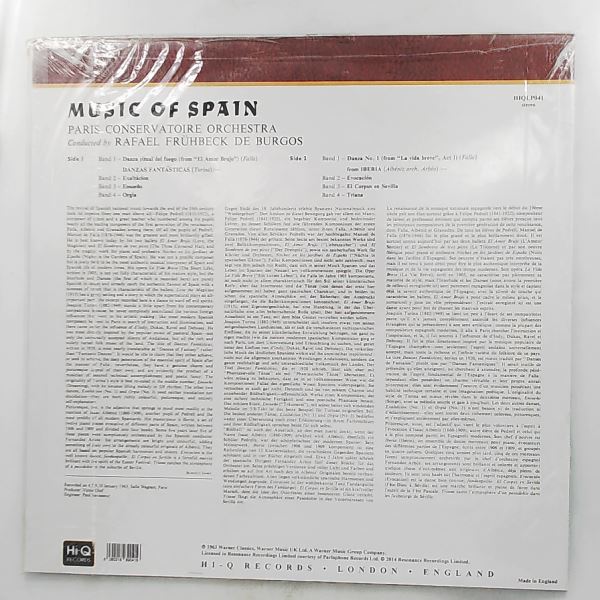 Paris Conservatoire Orchestra (Fruhbeck de Burgos R.) — Music Of Spain: Turina, Albeniz, De Falla