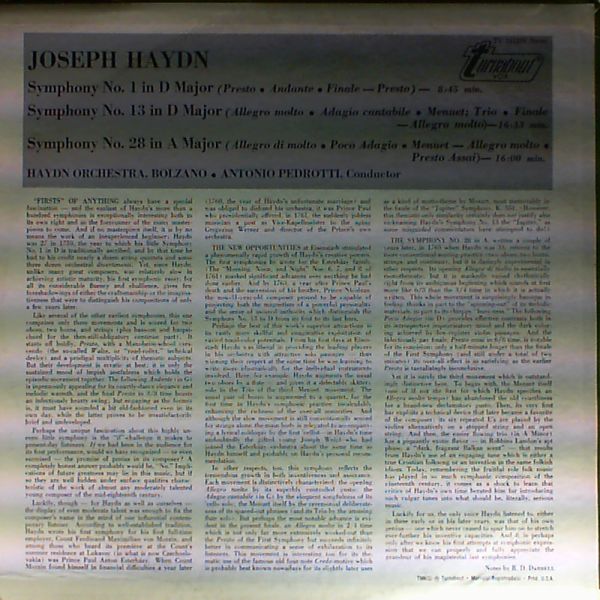 Pedrotti A. (dir.) — Haydn Symphonies No. 1 in D dur. No.13 in D dur. No.28 in A dur