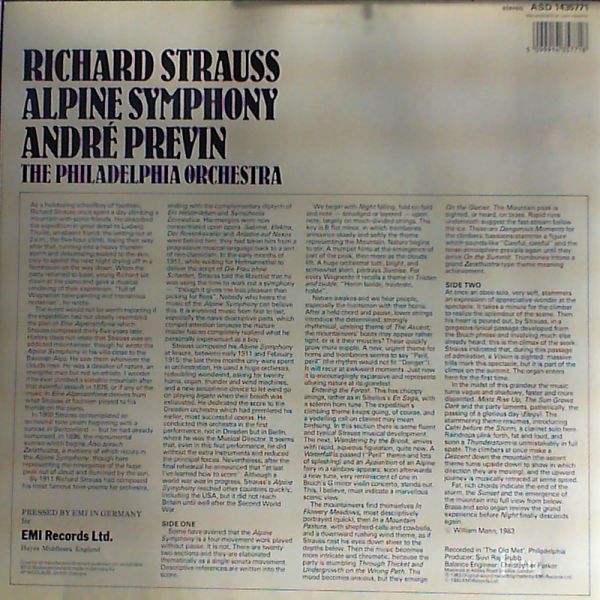 Philadelphia Orchestra — Strauss - Alpine Symphony (con. Previn)