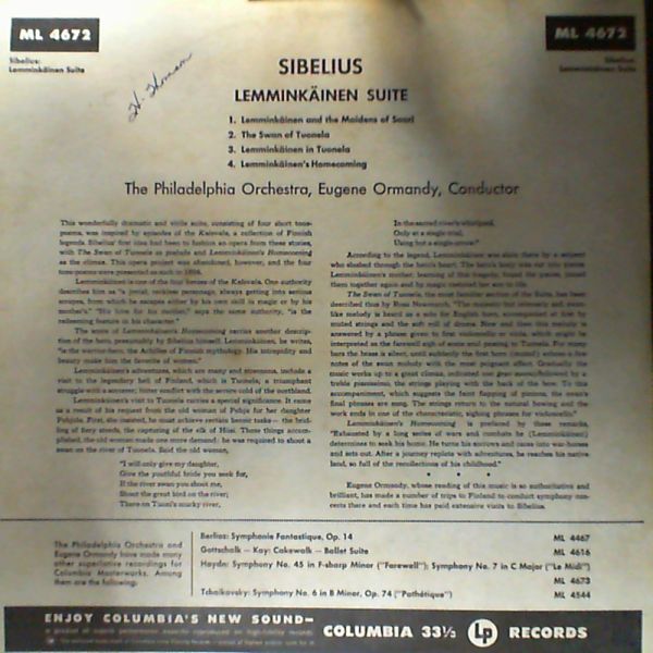 Philadelphia Orchestra (con.Yu. Ormandy) — Lemminkainen Suite