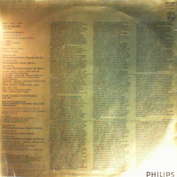 Philharmonic Octet Berlin — Spohr L. - Nonet in F op. 31, Weber C.M. - Clarinet Quintet in B flat op. 34