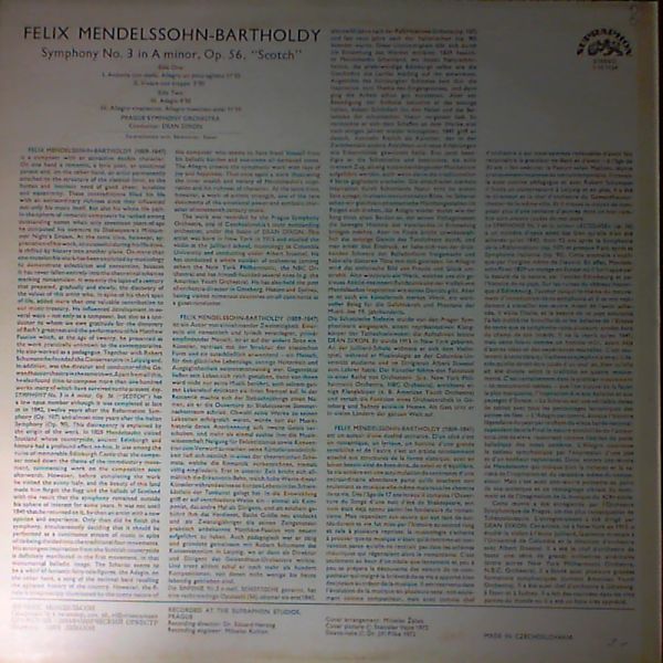 Prague Symphony Orchestra (cond. Dixon Dean) — Mendelssohn - Sym. No. 3 a-moll "Scotch"