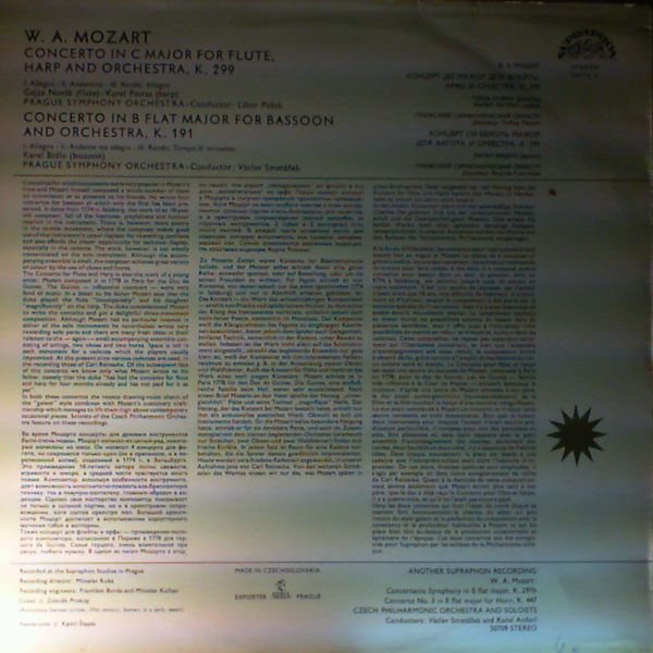Prague Symphony Orchestra (cond. Pesek L./Smetacek V.) — Mozart W. - Concerto for flute and Harp, Concerto for Basson.