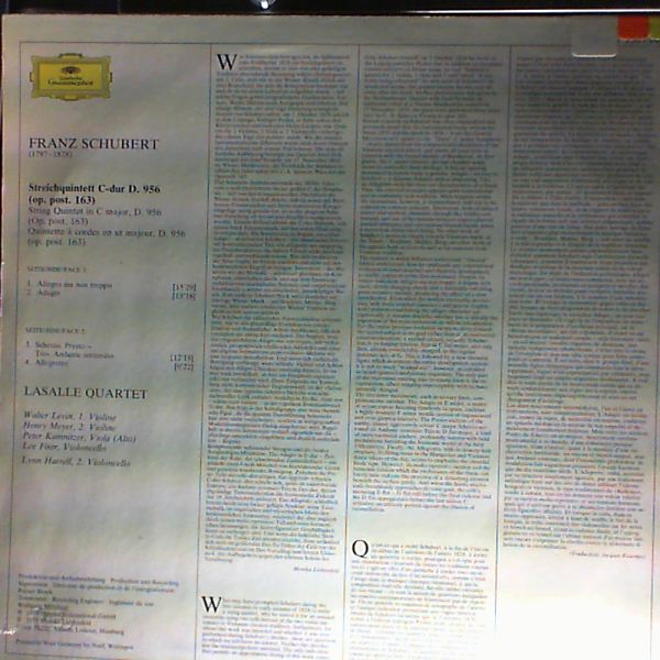 Quartet "LaSalle"/Harrell Lynn — Schubert F. - Streichquintett. String Quintet D. 956
