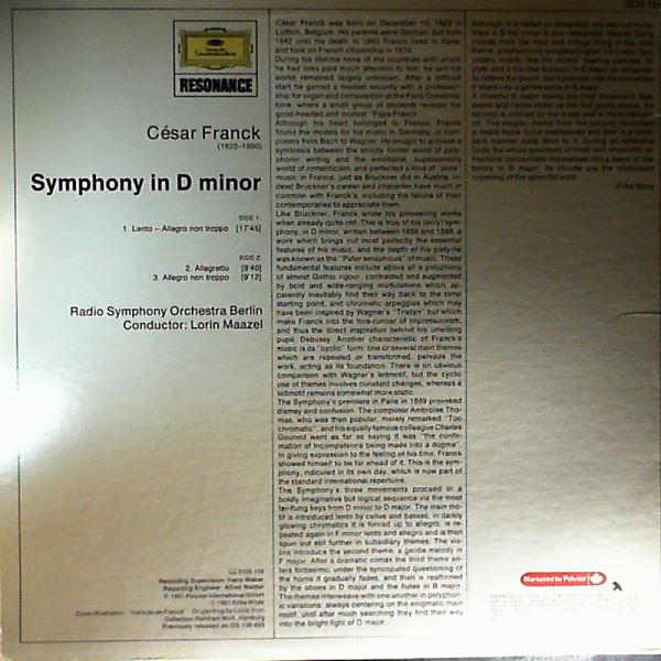 Radio Symphony Orchestra Berlin (cond. Maazel L.) — Franck C. - Symphonie in D-moll