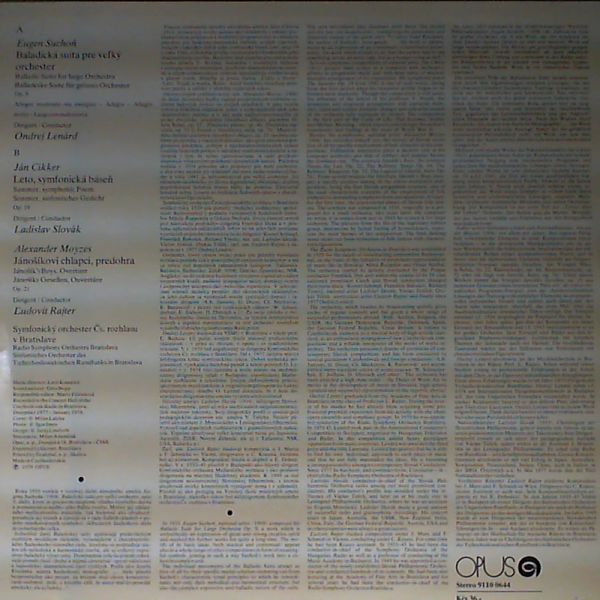 Radio Symphony Orchestra Bratislava (cond. Lenard Andrej) — Suchon E.(con. O. Lenard)/ Cikker A.(con L. Slovak)/ Moyzes A.(con. Rajter L.)