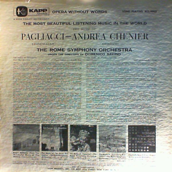 Rome Symphony Orchestra (dir. Savino D.) — Opera Without Words: The Music Of Pagliacci (Leoncavallo), Andrea Chenier (Giordano)