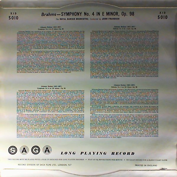 Royal Danish Orchestra (cond. Frandsen J.) — Brahms - Symphony No.4 in E moll, Op.98