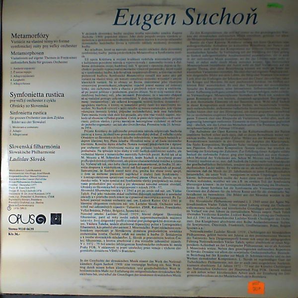 Slovak Philharmonic Orchestra — Eugen Suchon - Metamorphosis, Symfonietta rustica