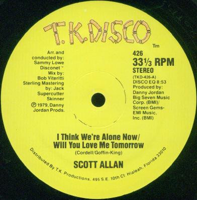 Scott Allan — I Think We're Alone Now / Will You Love Me Tomorrow