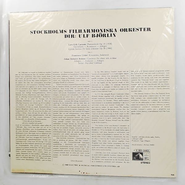 Stockholms Filharmoniska Orkester (dir. Bjorlin Ulf) — Larsson Lars-Erik - Pastoralsvit Op. 19, Uttini F. - Danser Ur "Kineserna", Roman J.H. - Concerto For Oboe Och Strakar