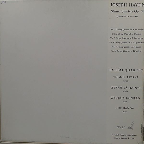 Tatrai Quartet — Haydn J. - String Quartets Op. 50 Nos. 1-6