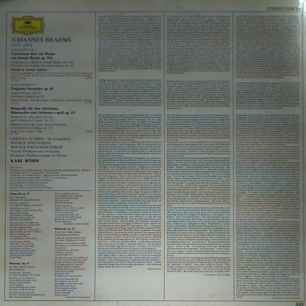 Vienna Philarmonic orchestra — Brahms - Haydn-Variationen, Tragische Ouverture, Alt-Rhapsod (Bohm)