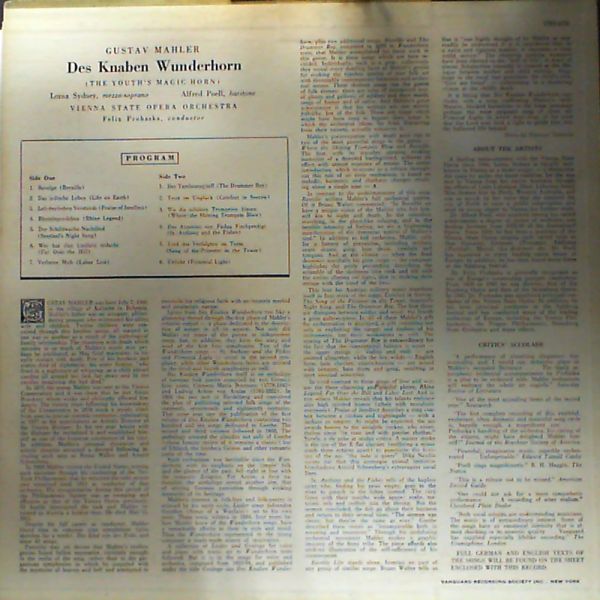 Vienna State Opera Orchestra — Songs by G.Mahler from the Youth's Magic Horn