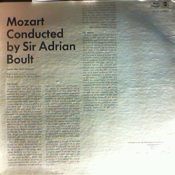 Vienna State Opera Orchestra (cond. Boult A.) — Mozart - Eine kleine Nachtmusik, Symphony no. 40 in G-moll
