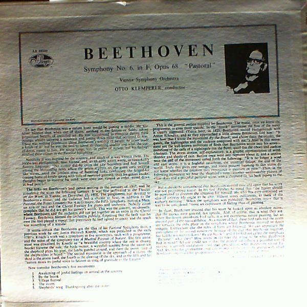 Vienna Symphony Orchestra (cond. Klemperer O.) — Beethoven - Symphony no. 6 'Pastoral' in F op. 68