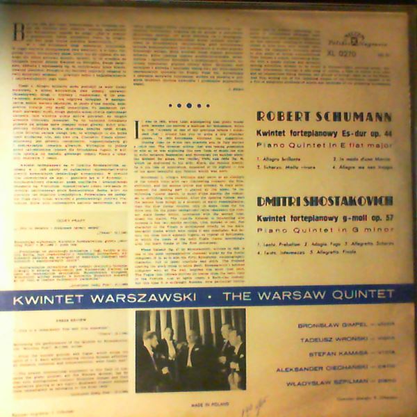 Warsaw Quintet — Schumann - Piano Quintet In E Flat Dur, Shostakovich - Piano Quintet In G-moll