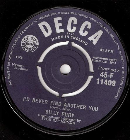 Billy Fury — I'd Never Find Another You