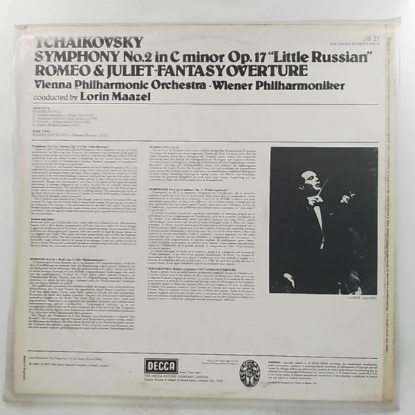 Wiener Philharmoniker (cond. Maazel L.) — Tchaikovsky - Symphony no. 2 "Little Russian"; Romeo & Juliet - Fantasy Overture (Чайковский)