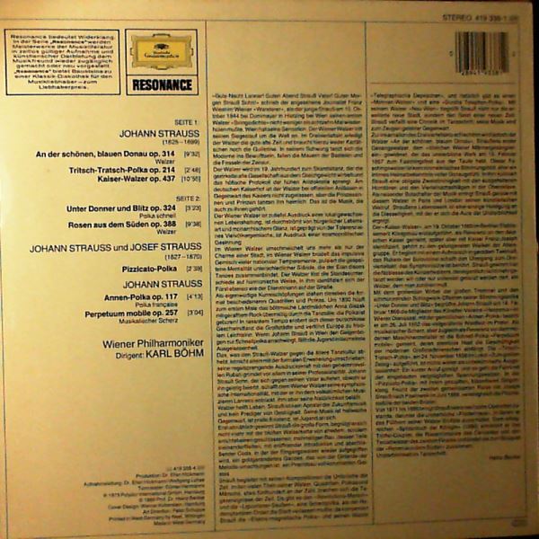 Wiener Philharmoniker (dir. Bohm K.) — Strauss Johann & Josef - An Der Schonen Blauen Donau, Kaiserwalzer, Perpetuum Mobile, Tritsch-Tratsch-Polka, Rosen Aus Dem Suden