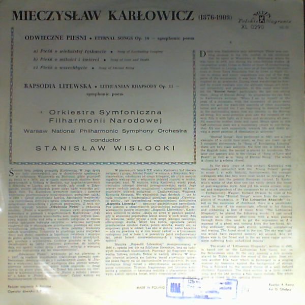 Wislocki S. (dir.) — M.Karlowicz: odwieczne piesni/rapsodia litewska