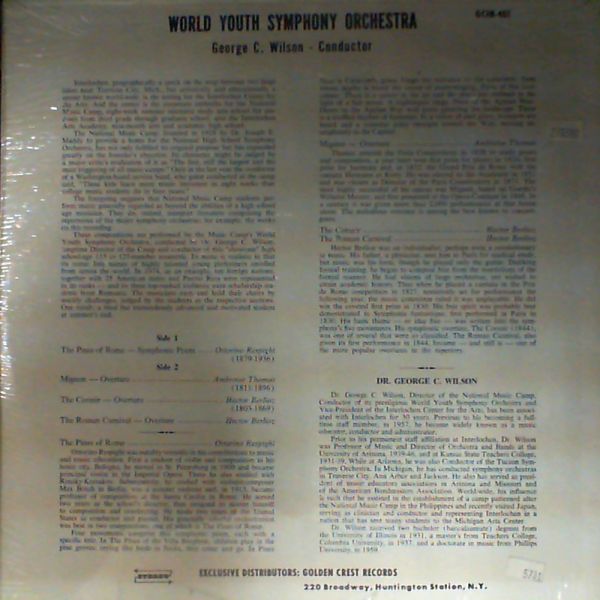 World Youth Symphony Orchestra & Wilson George C. — Interlochen Center for the arts - Respighi, Berlioz, Thomas