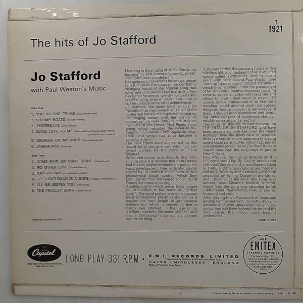 Stafford Jo — Hits Of Stafford Jo