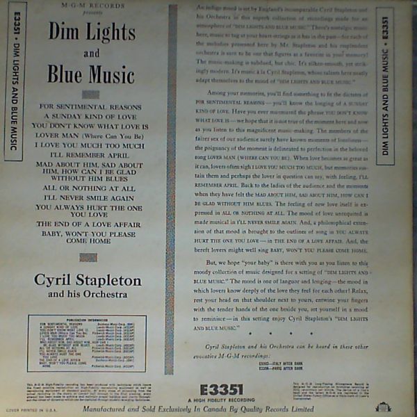Stapleton Cyril — Dim Lights And Blue Music