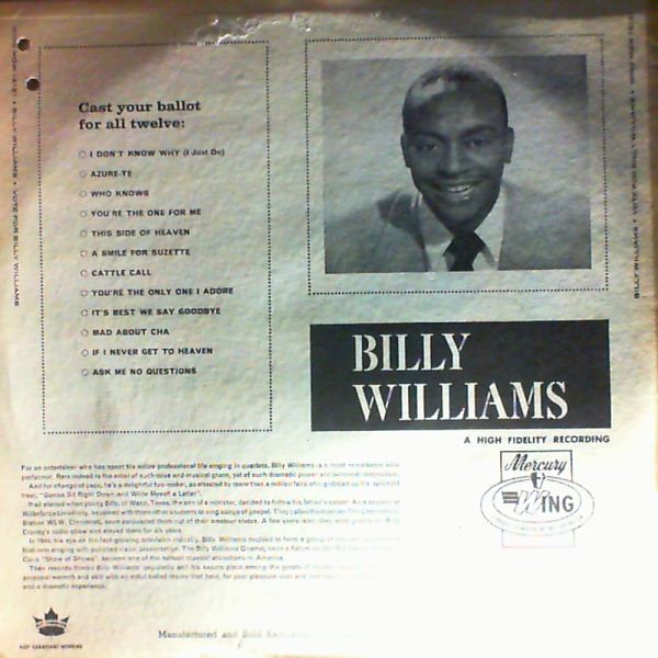 Williams Billy — Vote For Billy Williams