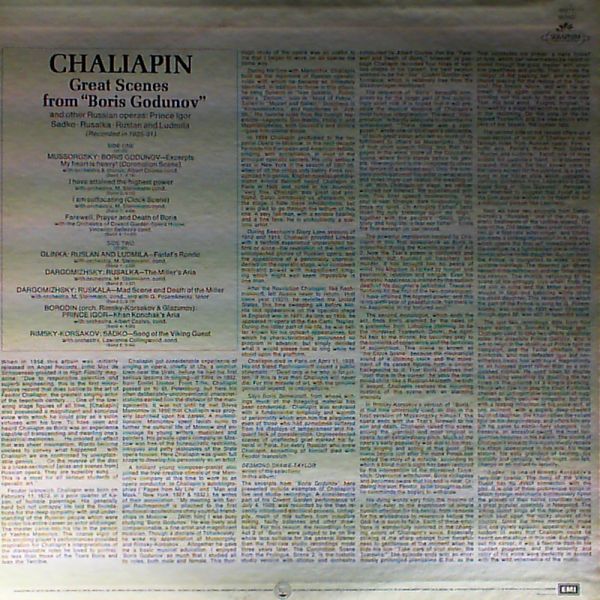 Chaliapin Feodor (Shalyapin Feodor) — Mussorgsky (orch. Rimsky-Korsakov), Boris Godunov - Scenes. Scenes & Arias from Russian Opera