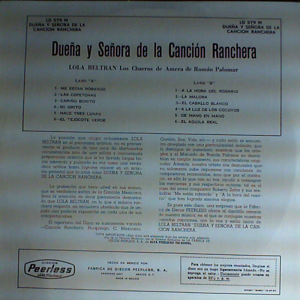 Beltran Lola — Duena y denora de la cancion ranchera