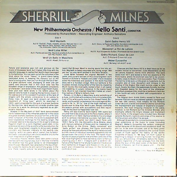 Clark Patricia — Sherill Milnes. Arias. New Philharmonia Orchestra (con. Nello Santi)