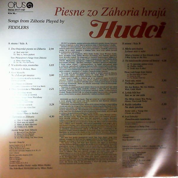 Hudci — Piesne zo Zahoria hraju Hudci (Songs from Zahorie played by Fiddlers)