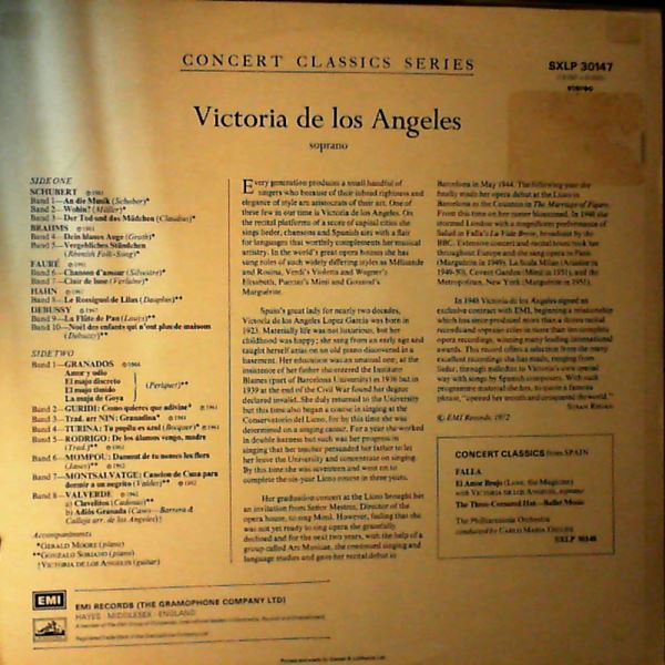 De Los Angeles Victoria — Songs By Schubert, Brahms, Faure, Debussy, Granados, Rodgrigo, Montsavatage, Nin