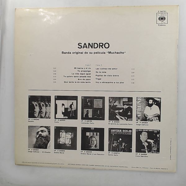 Sandro (Sanchez Roberto) — Banda Original De Su Pelicula "Muchacho"